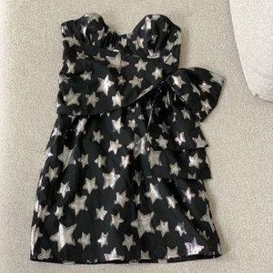 For Love and Lemons Black Star Print Mini Dress